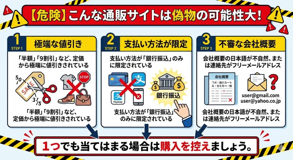 偽サイト・詐欺サイトによくある特徴チェックリスト